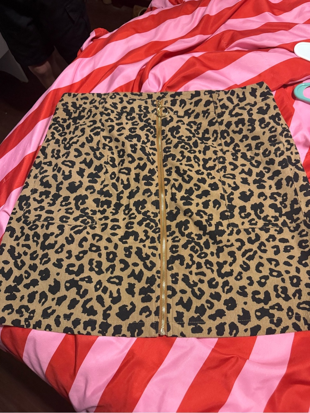Topshop Leopard Print Zip-Front Mini Skirt - Tan/Black